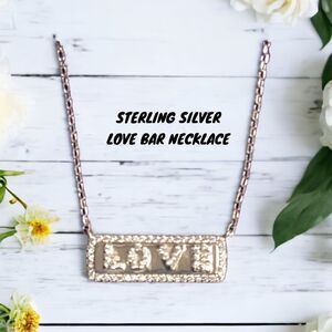 RACHEL ZOE STERLING SILVER NECKLACE LOVE BAR PENDANT 16”